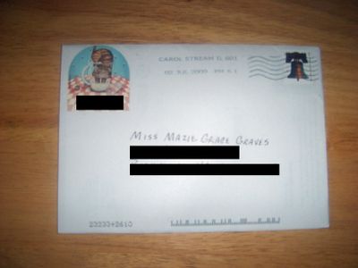 Mazie Grace's first piece of mail copy